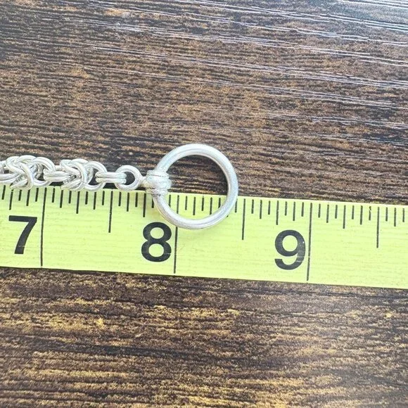 Interlocking Link Chain Bracelet Toggle Clasp Sterling Silver 925 Size 8 Length